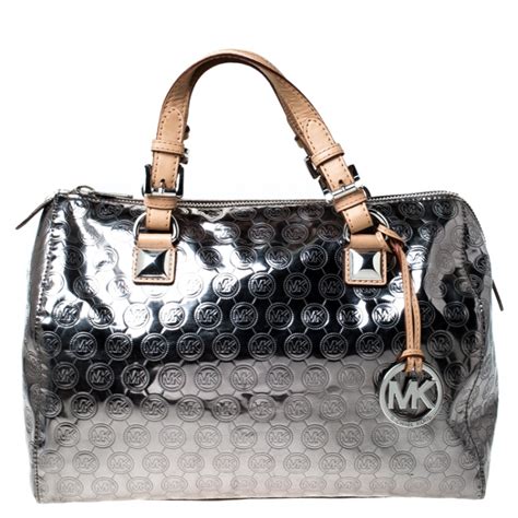 michael kors silver metallic bag|michael kors shoulder bag medium.